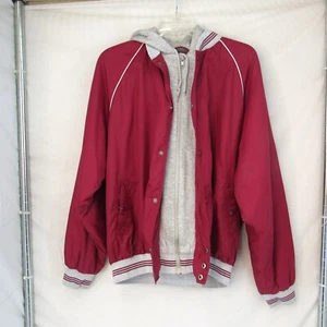 NY Classics Sports Red Varsity Jacket With Hood Zip and Snap Close Size M - Picture 1 of 9