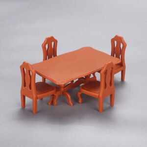 Dollhouse Simulation Furniture Arrangement Rectangular Table Chair Set Plastic