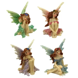 Glitter Sitting Fairy Ornament Figurine Statue Garden Shelf Sitter Fairies Decor - Picture 1 of 11