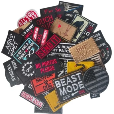 8 Random Clothing Badges HOOK and Loop DIY Embroidery - Image 1 of 4