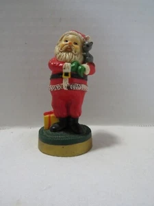 VTG HALLMARK SANTA W/KITTEN & GIFTS FIGURINE 3" - Picture 1 of 5