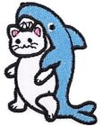 White Cat Kitten Kitty Baby Shark Costume Outfit Left Right Cute Kawaii Patch