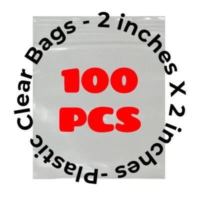 100pcs 2" x 2" Dime Bags Zip Lock Plastic Square Clear Ziplock Bag Jewelry Coin - Image 1 of 4
