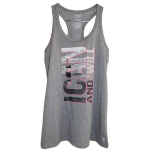Danskin Now I Can And Will Gray Dri More Racerback Loose Tank Top XS - Picture 1 of 6