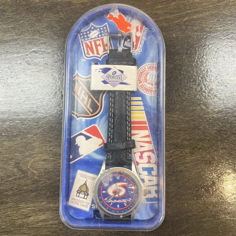 Vintage 90s NASCAR Mark Martin #6 Leather Strap Watch Black O/S Unisex Adult Cover