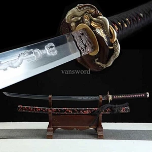 Tamahagane Steel Japanese Katana Samurai Sword Abrasive Blade Lacquer Sheath NEW - Picture 1 of 12