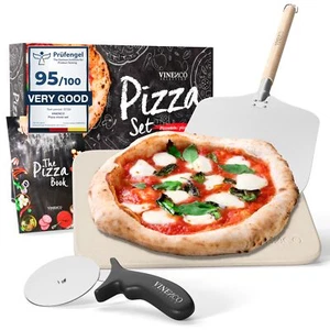 Pizzastein für Backofen & Gasgrill | Set mit Pizzaschieber Rezeptbuch Backste... - Bild 1 von 8