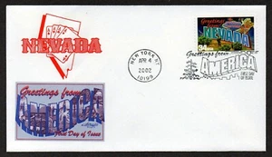 USA, SCOTT # 3588, ARTMASTER FDC COVER OF 2002 NEVADA, GREETINGS FROM AMERICA - Picture 1 of 1