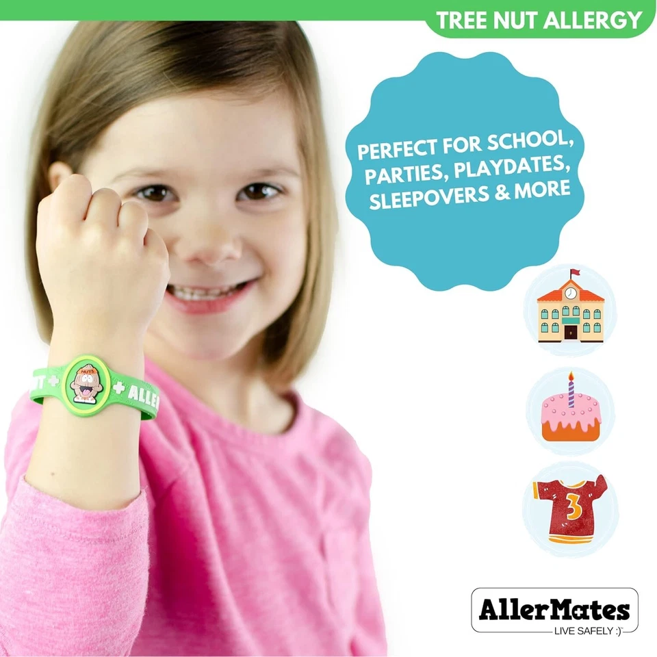AllerMates Nut Allergy Wristband Medical Alert ID Silicone Bracelet