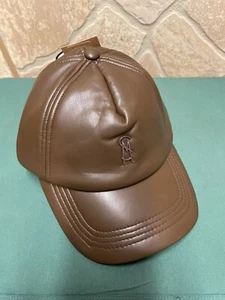 Steve Madden Brown Baseball Cap Faux Leather Hat Satin Lined Women’s One Size - Picture 1 of 4