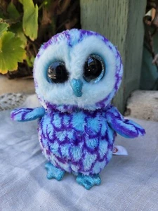 Ty ~ Oscar die blau/lila Eule ~ Beanie Boo 6 Zoll Plüsch ~ Top Zustand ~ - Bild 1 von 9