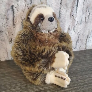 Aurora COSTA RICA Sloth Fuzzy Plush Furry 9" Stuffed Animal - Hangs EUC - Picture 1 of 11
