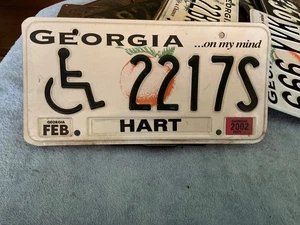 Georgia GA Rollstuhl Behinderten Nummernschild 2217S 2002 Hart County - Bild 1 von 1
