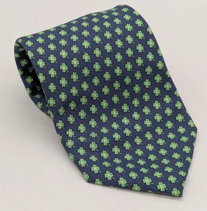 Vineyard Vines Shamrock Green Irish 4-Leaf Clover Blue Silk Tie St Patrick's Day - Picture 1 of 3