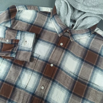Мужская фланелевая рубашка с капюшоном Arizona Jean Co 2XLT коричневая клетчатая уличная рабочая одежда новая с ценниками - Изображение 1 из 4