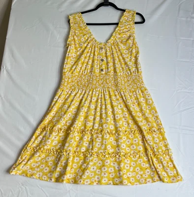 No Boundaries Womens XL 15/17 Yellow Daisy Floral Ruffle Dress Fairy Cottage - Image 1 of 4