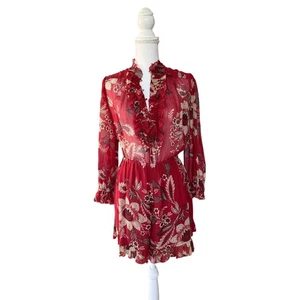Pagliaccetto tutina Zimmermann Juno stampa floreale misto cotone seta rosso mattone taglia 2 - Foto 1 di 14