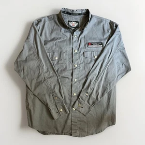 Harley Davidson Metal Snap Shirt Mens LG Grey Long Sleeve Pockets Embroidered - Picture 1 of 7