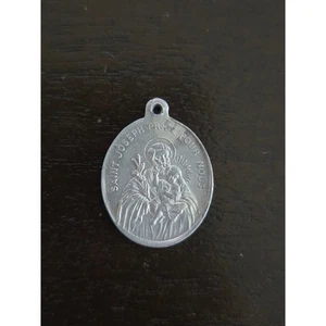 Colgante Medalla Francesa Vintage San José y San Juan Bautista 1" Religiosa - Imagen 1 de 2