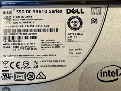 Lot of 4x 400GB 2.5" SATA Server SSD With Dell Gen13 Carrier (Intel DC S3610) - Photo 1/3