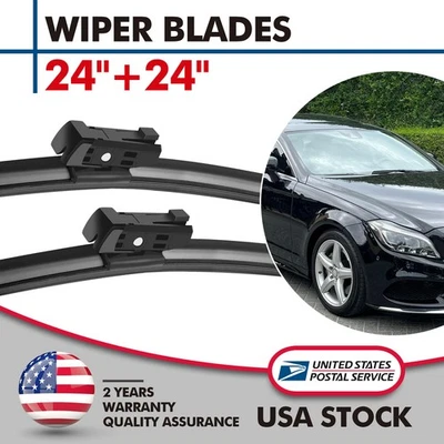 Front Windshield Wiper Blades 24"+24" Fit For Mercedes-Benz CLS63 AMG S E250 - Imagem 1 de 4