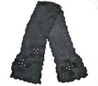 Vintage Authentic Pakedandi Floral Art Black Knit Wool Blend Long Scarf  