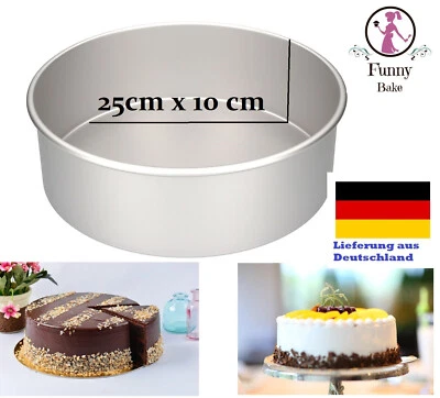 Profi Backform rund nahtlos 25 cm x 10 cm EXTRA HOCH  Kuchenform Springform - Bild 1 von 3