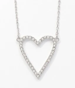 💎Touchstone Crystal Necklace Clear Heart Rhodium 15-18” New Condition - Picture 1 of 6