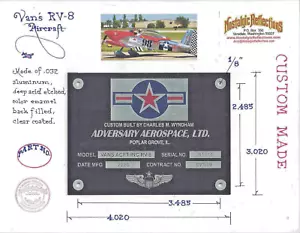 Aircraft Data Plate CUSTOM MADE to your needs - Foto 1 di 1