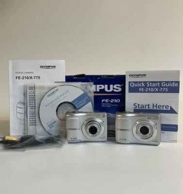 Lot Of 2 Olympus Digital Cameras X-775 & FE-210 Bundle: FOR PARTS Not Working - Image 1 of 4