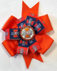 Beautiful Illinois Fighting Illini inspired hair bow for girls. - Picture 1 of 2