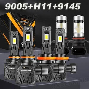 AUXBEAM Canbus LED Headlight High Low Fog Bulbs 30000LM White 9005 H11 9145 H10 - Picture 1 of 12