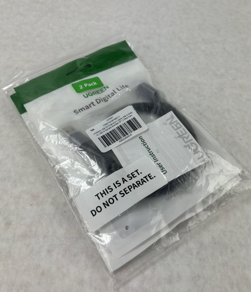 UGREEN USB A 3.0 Male to Female Extension Cable Nylon Braided 10495P 2PK