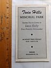 1950's Folded Ad - Twin Hills Memorial Park, Williamsport, PA for WRAK Radio