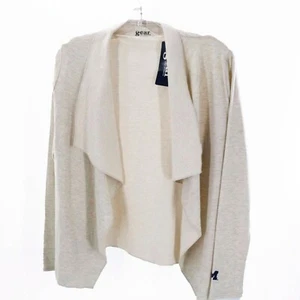 Gear Cardigan Sweater Women Medium Beige Ivor Open Waterfall Jacket NWT - Picture 1 of 7