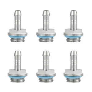 6Pack Tube Tow-touch Fitting Barb Connector 9mm G1/4 Thread for PC Water Cooling - Afbeelding 1 van 8