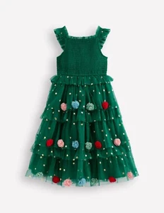 Mini Boden Weihnachtsbaum Tüll Party Kleid Grün Bommeln Neu mit Etikett Neu 11-12 - Bild 1 von 13