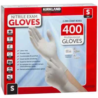 400 x Kirkland Disposable Nitrile Exam Safety Gloves Kitchen Housekeeping S - image 1 of 2