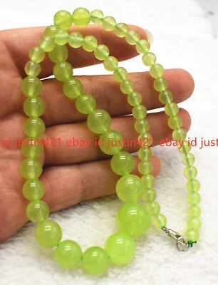 Hermoso collar de cuentas redondas de piedras preciosas de peridoto verde natural AAA 18" Foto 1 de 4