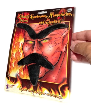 Fantasia de barba preta BIGODE BIGODE CABELO FACIAL FALSO HOMEM DIABO - Imagem 1 de 4