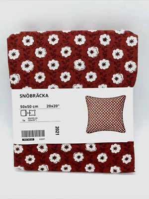 Funda Cojín Almohada Ikea SNOBRACKA 20" X 20" Rojo/Blanco/Floral NUEVO Foto 1 de 2