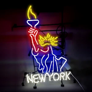 24"x20"NEW YORK LIBERTY Neon Sign Light Man Cave Nightlight Wall Hanging Artwork - Picture 1 of 1