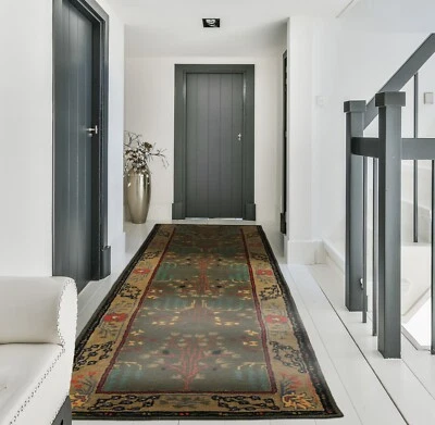 Alfombra DONEGAL BRANSES 3'x12' gris/verde acolchada a mano lana artesanal Foto 1 de 2