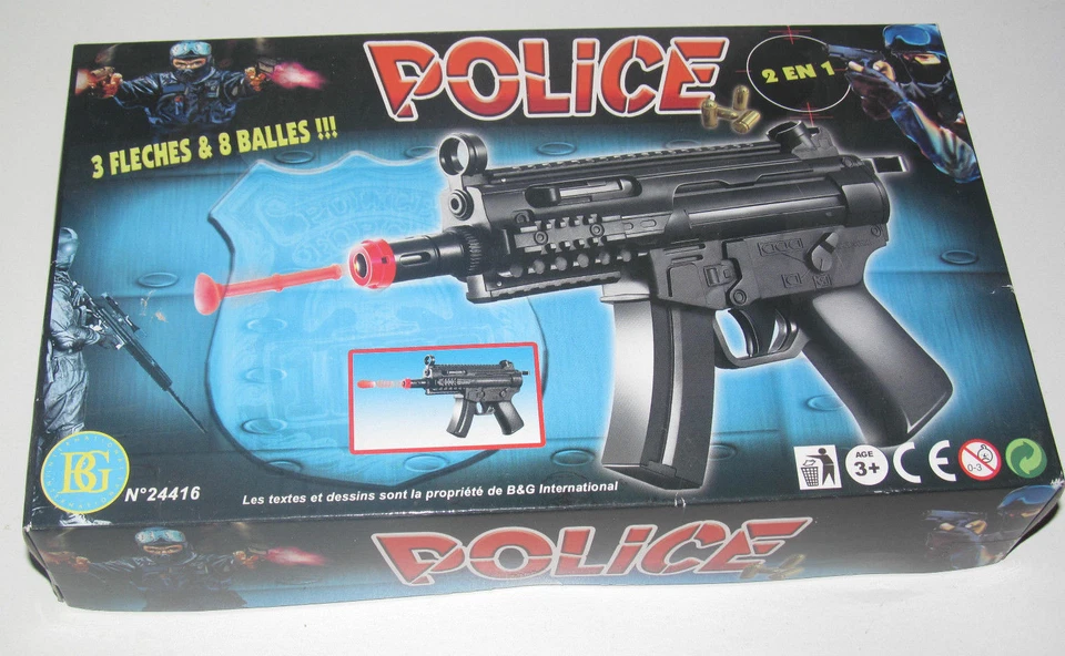Kit Jeu Jouet Pistolet Fusil d'Assault Police 25 cm + Flêches & Balles - Photo 1/1