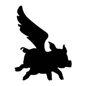 Calcomanía de vinilo resistente a la intemperie Flying Pig Silhouette - [5 pulgadas] - Imagen 1 de 13