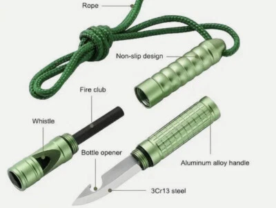 4-in-1 Fire Starter Kit: Whistle, Pocket Knife, Bottle Opener & Magnesium Ferro - Image 1 of 4