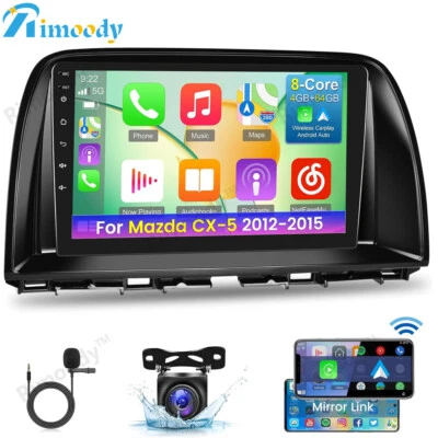 RIMOODY Radio de coche 4+64G Android 13 CarPlay GPS Navi DSP para Mazda CX-5 2012-2015 + cámara