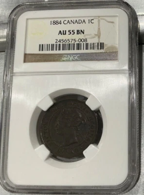 1884 CANADA 1 CENT QUEEN VICTORIA NGC AU 55 BN - Image 1 of 2