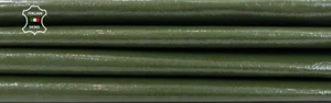 OLIVE GREEN SHINY CRINKLED Thin Italian Goat leather 3 skins 10sqf 0.6mm #C826 - Picture 1 of 7