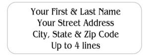 150 Return Address Labels Personalized Printed Plain Text 1 x 2 5/8 in. 4 lines - Picture 1 of 2